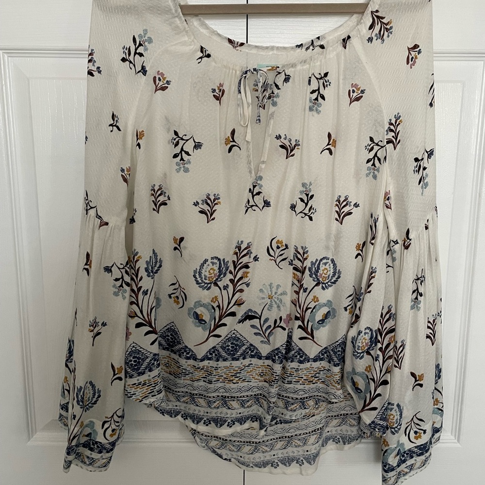Women’s Long Bell Sleeve White Blouse